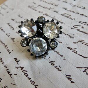 Vintage Rhinestone Pin Silver Brooch Costume Jewelry